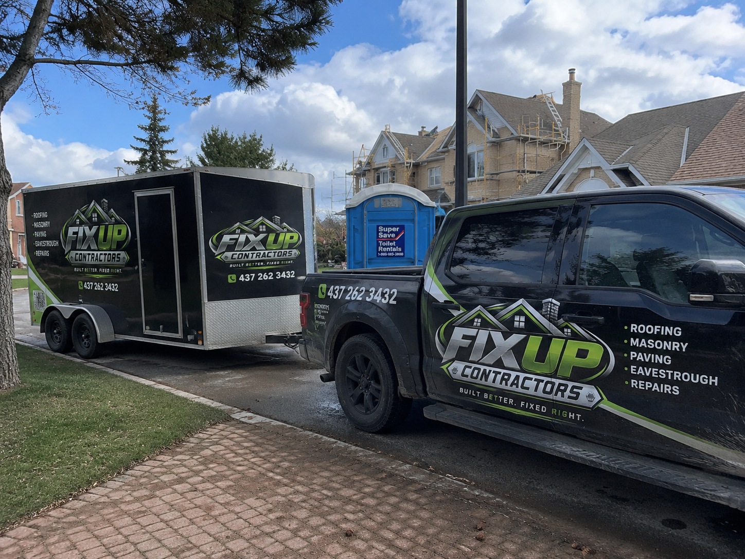 FixUp Contractors truck and trailer